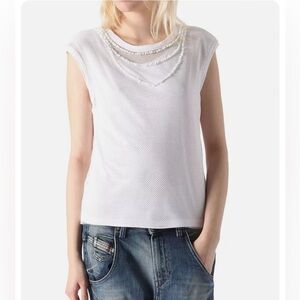 Diesel T-Electa Maglietta  Mesh Ladies Shirt White Sz small